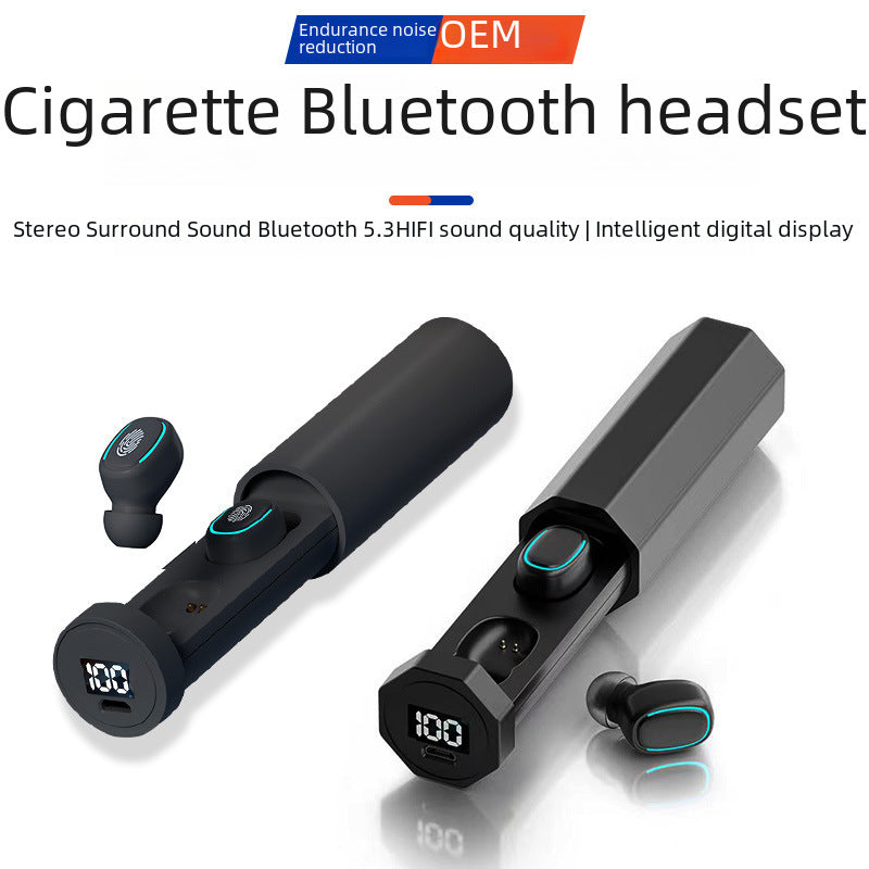 New TWS Chimney Real Wireless Bluetooth 5.3 Headset Intelligent Digital Display Long Endurance Binaural Sports Bluetooth Headset